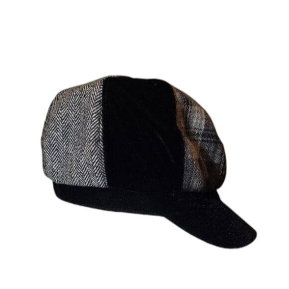 Women's Black & Gray SCALA PRONTO Vintage Style Newsboy Cap - Picture 4 of 11